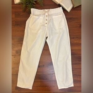 Emerson Fry Girls Cotton Ivory Pants Pull On 11-12 yr Elastic Waist NWT Pockets
